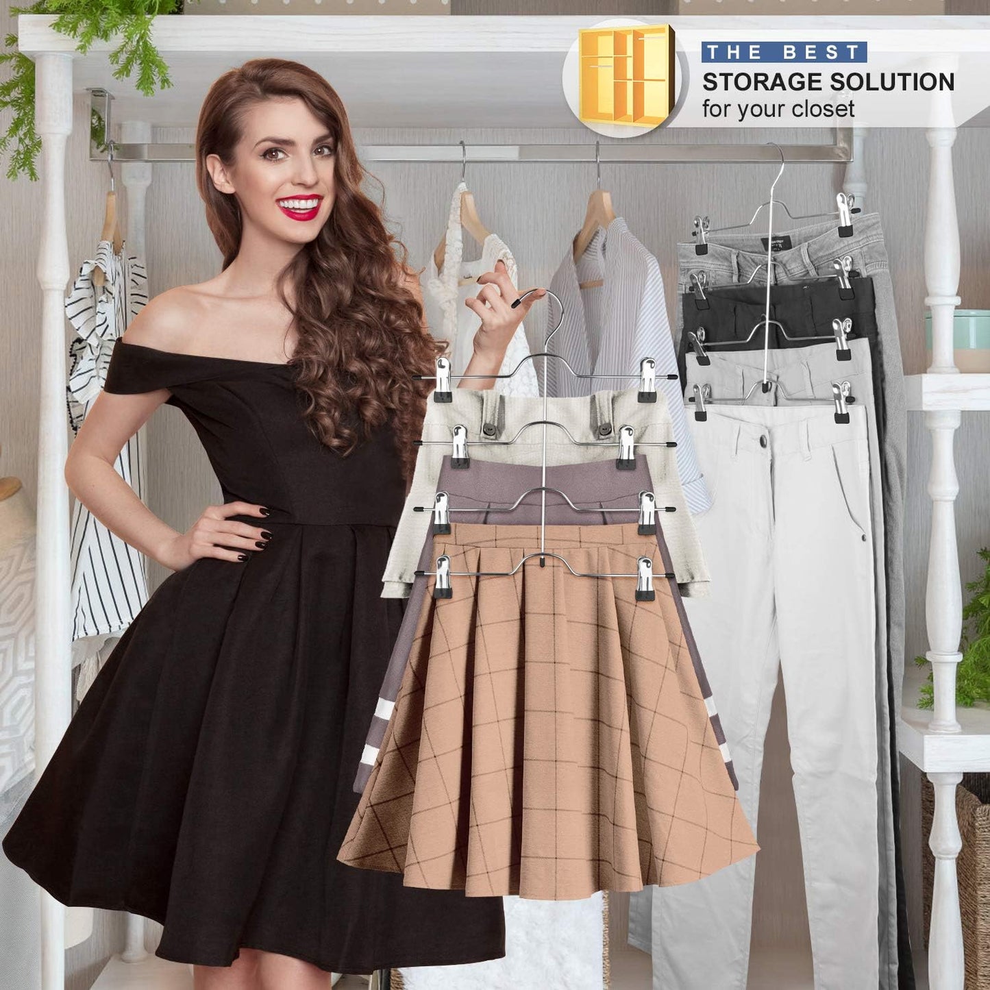 Skirt & Pants Hangers - 4 Tier Space Saving Closet Organizer (3 Pieces)