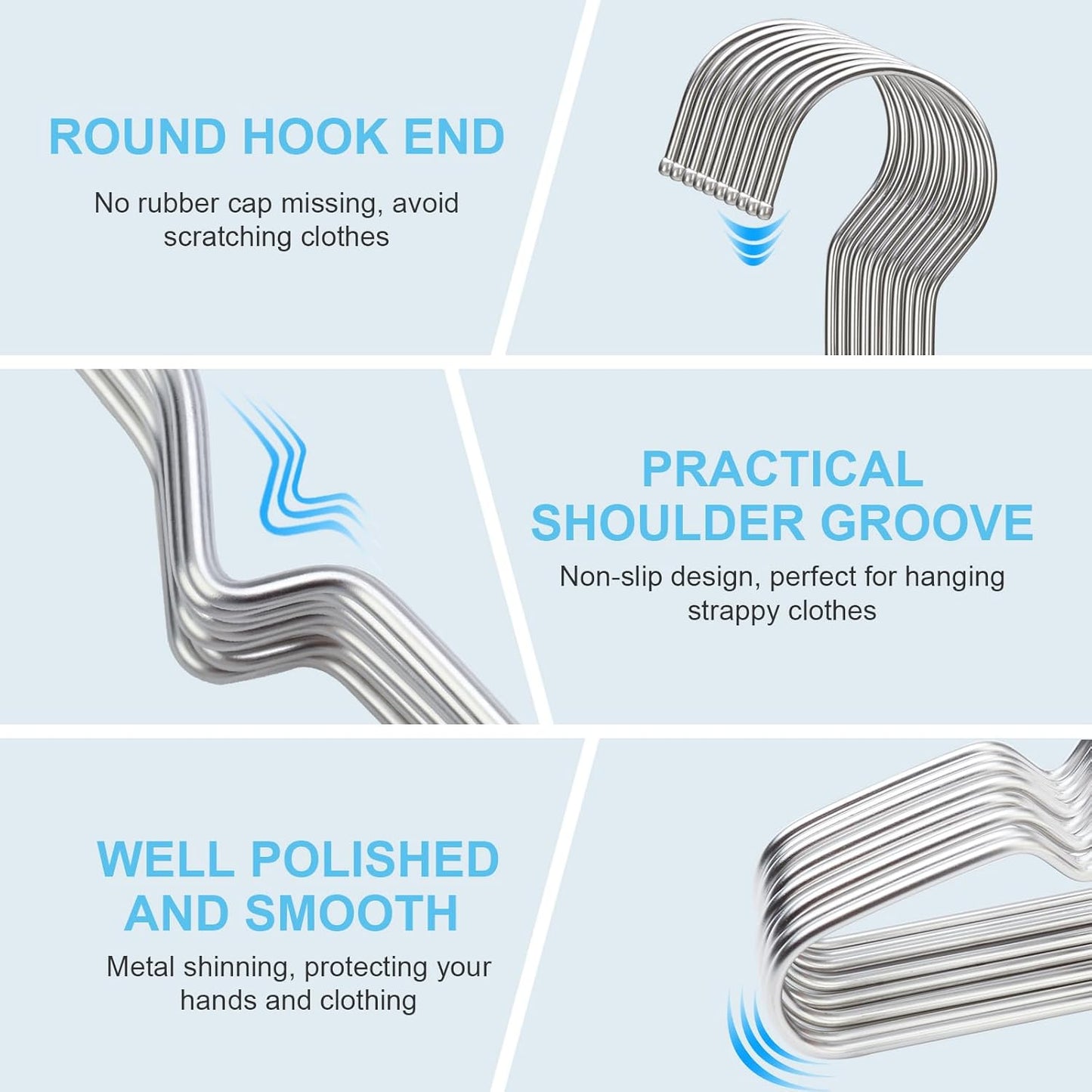 Coat Hangers 40 Pack Clothes Hangers, Metal Hanger Heavy Duty Wire Hangers with Non Slip Notch, Ultra Thin Stainless Steel Hanger Space Saving Clothing 16.5 Inch
