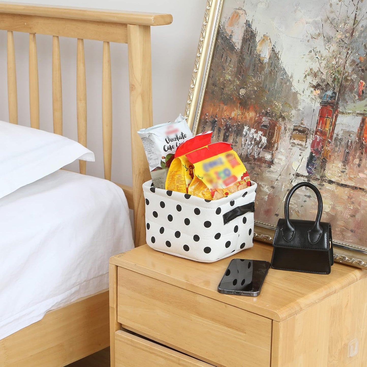Collapsible Small Canvas Fabric Storage Basket with Handles, Square Mini Storage Box, Cube, Foldable Shelf Basket, Closet, Desk Organizer for Nursery, Home, Office (Set of 4) (Small, Black)