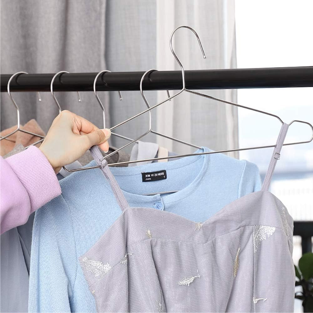 Coat Hangers 40 Pack Clothes Hangers, Metal Hanger Heavy Duty Wire Hangers with Non Slip Notch, Ultra Thin Stainless Steel Hanger Space Saving Clothing 16.5 Inch