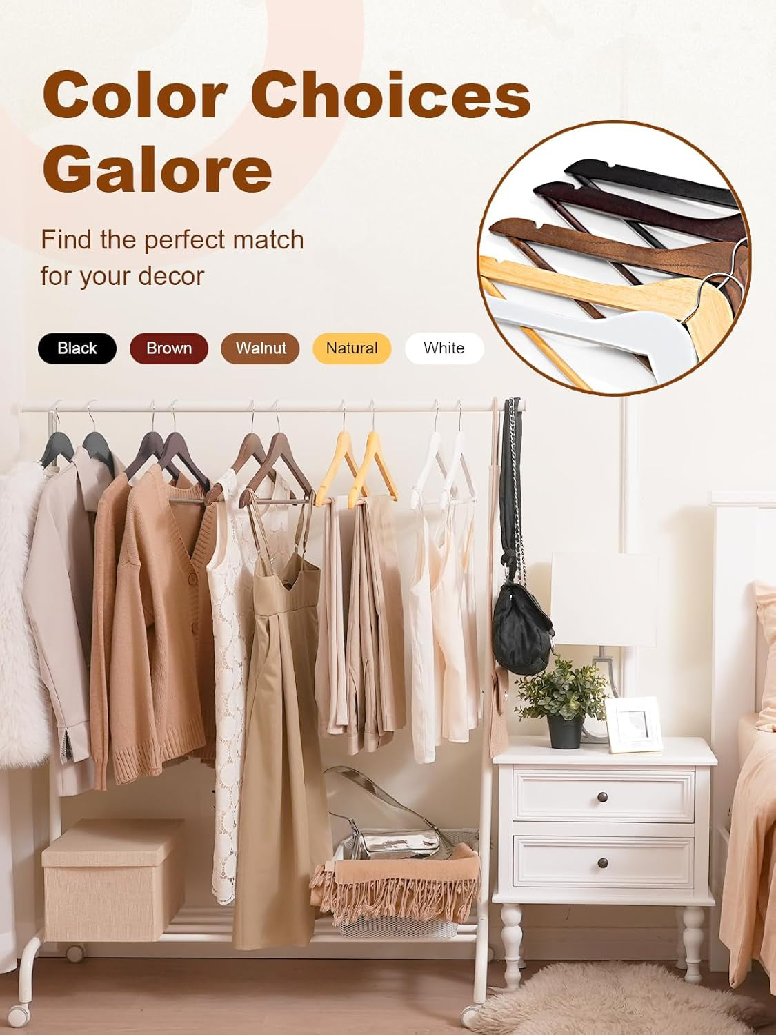 Wooden Hangers 20 Pack, Solid Wood Hanger with Non Slip Pant Bar, Heavy Duty Wooden Coat Hanger for Closet, Smooth Finish Wood Clothes Hangers for Shirts, Suits, Jackets, Dresses, Natural