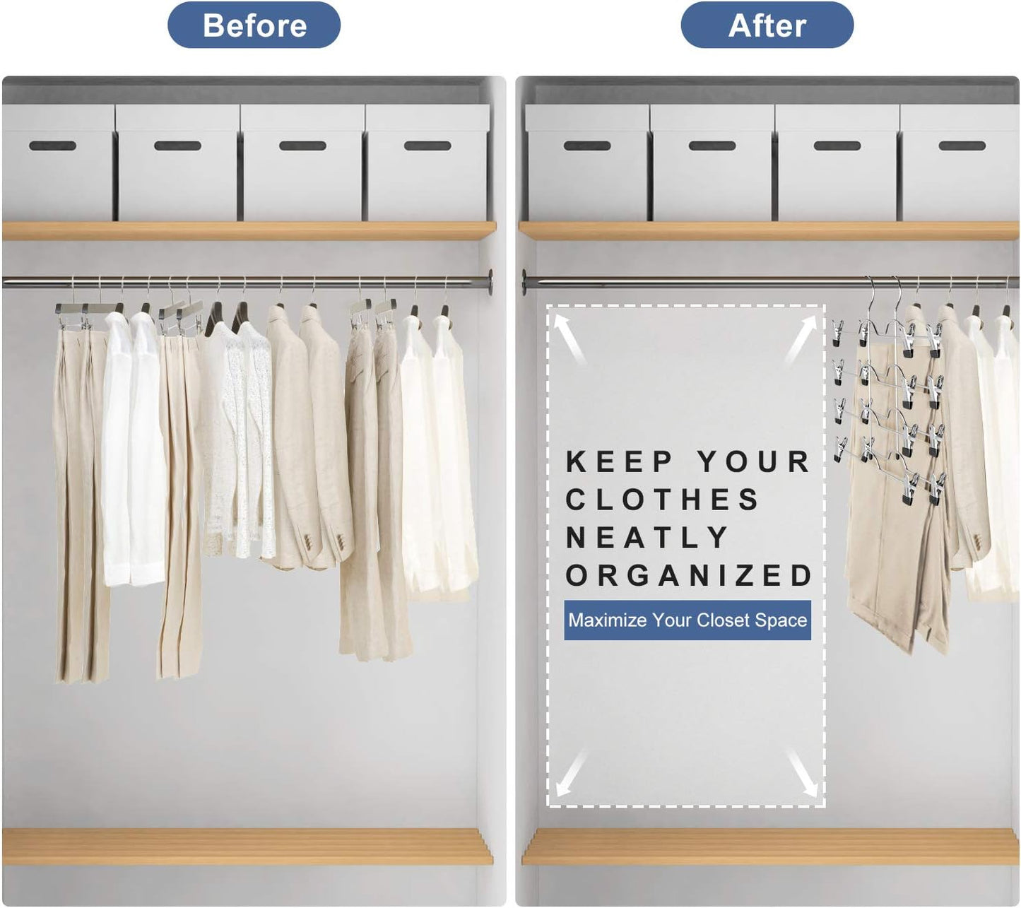 Skirt & Pants Hangers - 4 Tier Space Saving Closet Organizer (3 Pieces)