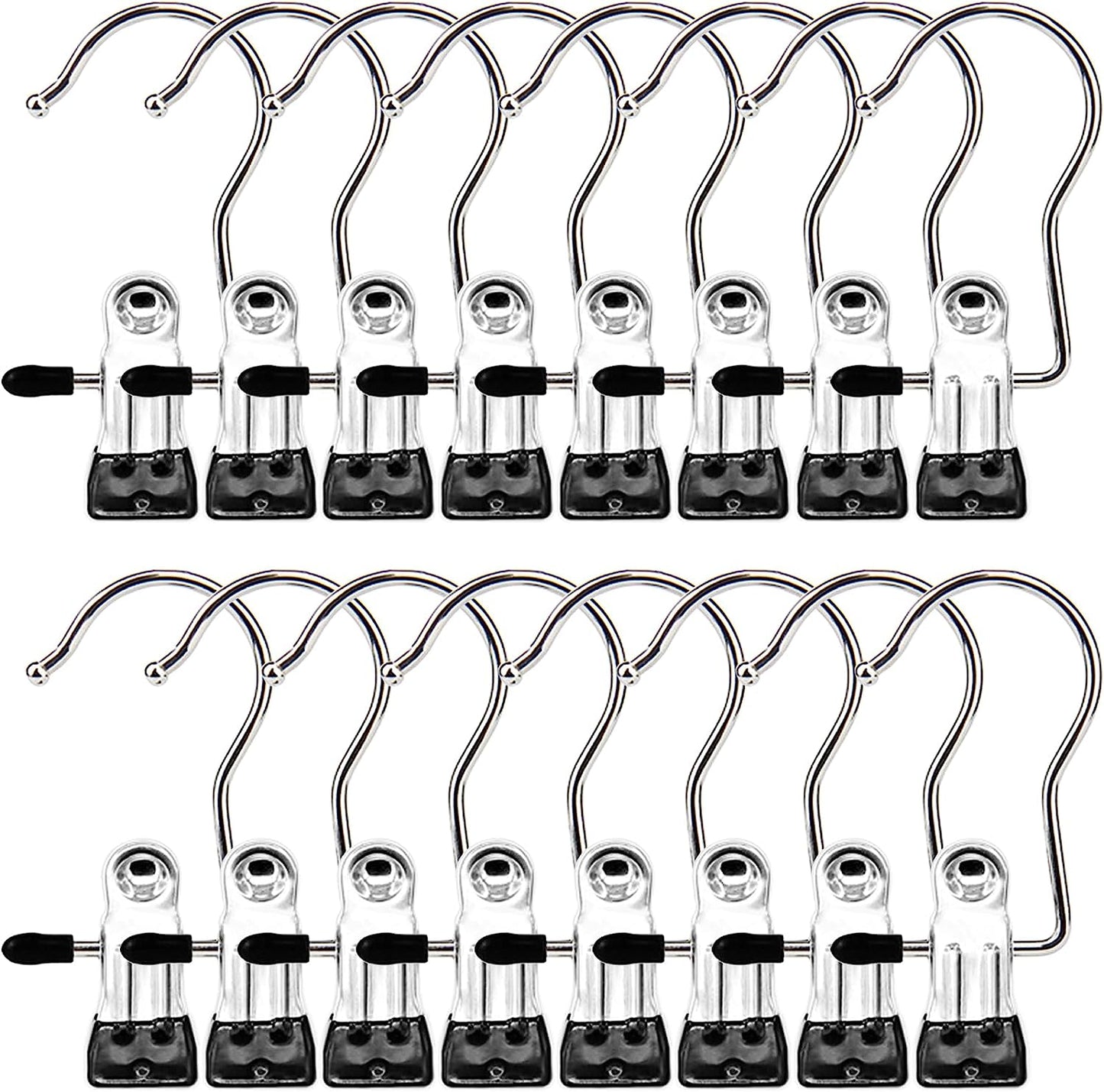 Boot Hangers Clips, 16 Pack Laundry Hooks Hanging Clips Clothes Pins Closet Hanger Organizer Clamps Socks Towel Clips Heavy Duty Clothespins Bulk Hanger Clips for Closet Travel Pants Socks Handbags