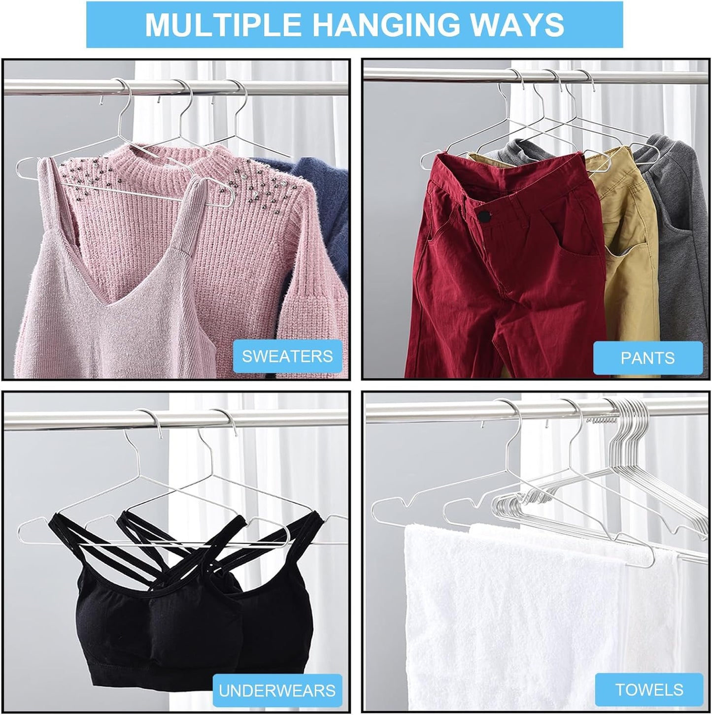 Coat Hangers 40 Pack Clothes Hangers, Metal Hanger Heavy Duty Wire Hangers with Non Slip Notch, Ultra Thin Stainless Steel Hanger Space Saving Clothing 16.5 Inch