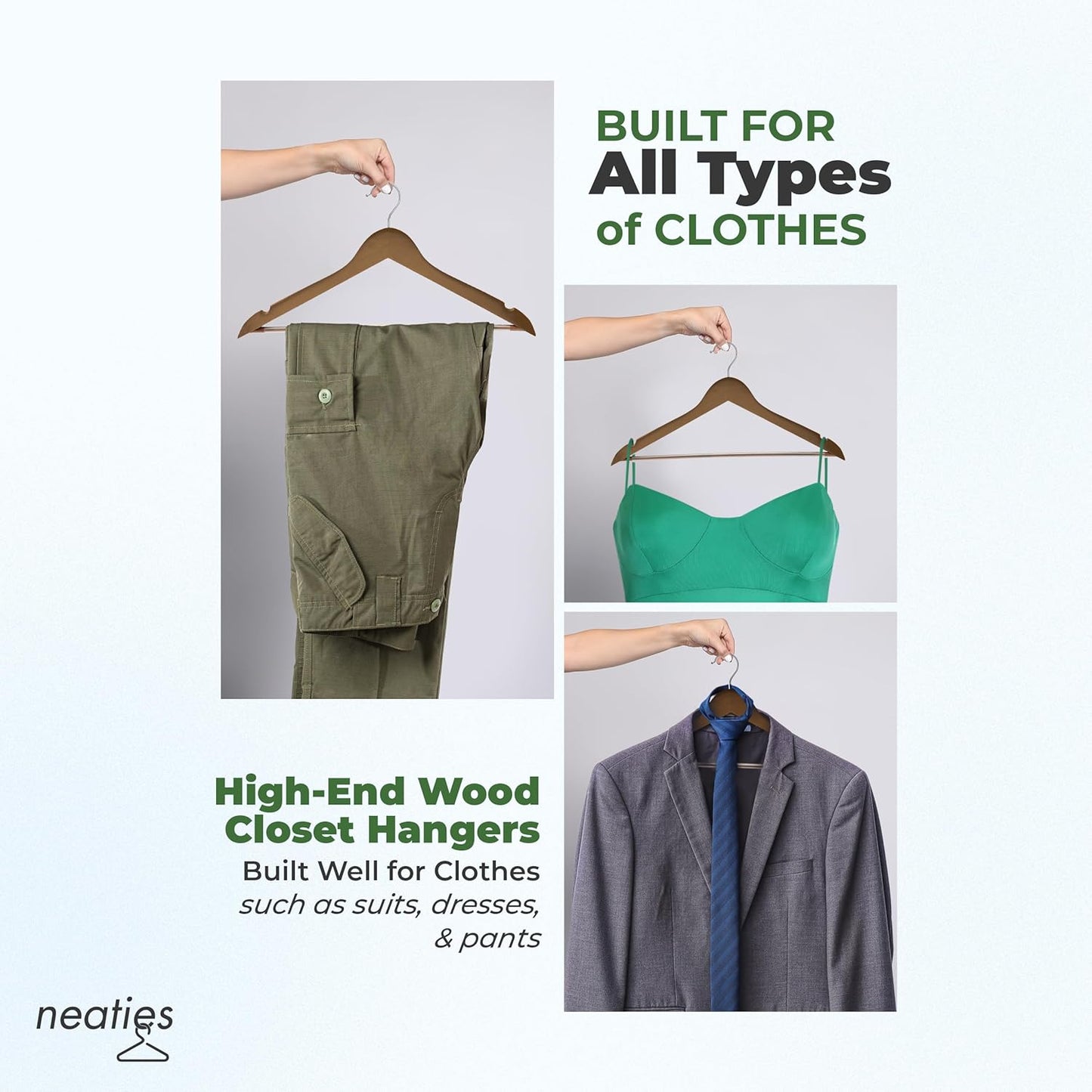 Wood Hangers 24 Pack - Grade a Wooden Hangers Bulk, Anti-Rust Swivel Hook - Non-Slip Smooth Finish - Double Notch Feature - Durable and Stylish Clothes Hangers Wood (Walnut 24 Pack)