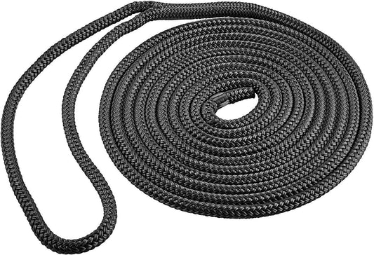 - Double Braided Nylon Dock Line - Boat Rope - Marine and Pontoon Accessories - Braided, Reinforced Boat Ropes and Ties for Docking - Stretch Resistant with 12” Spliced Loop for Mooring
