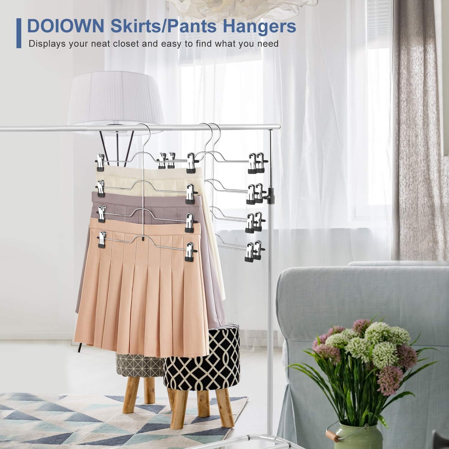 Skirt & Pants Hangers - 4 Tier Space Saving Closet Organizer (3 Pieces)