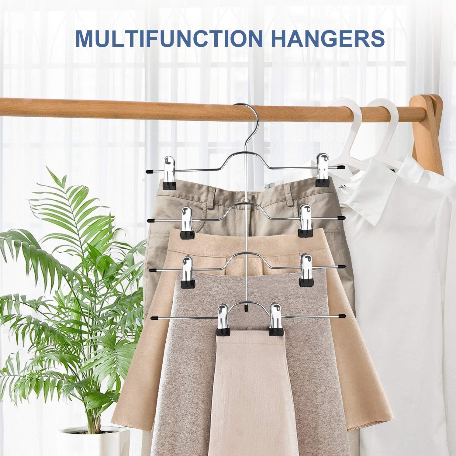 Skirt & Pants Hangers - 4 Tier Space Saving Closet Organizer (3 Pieces)