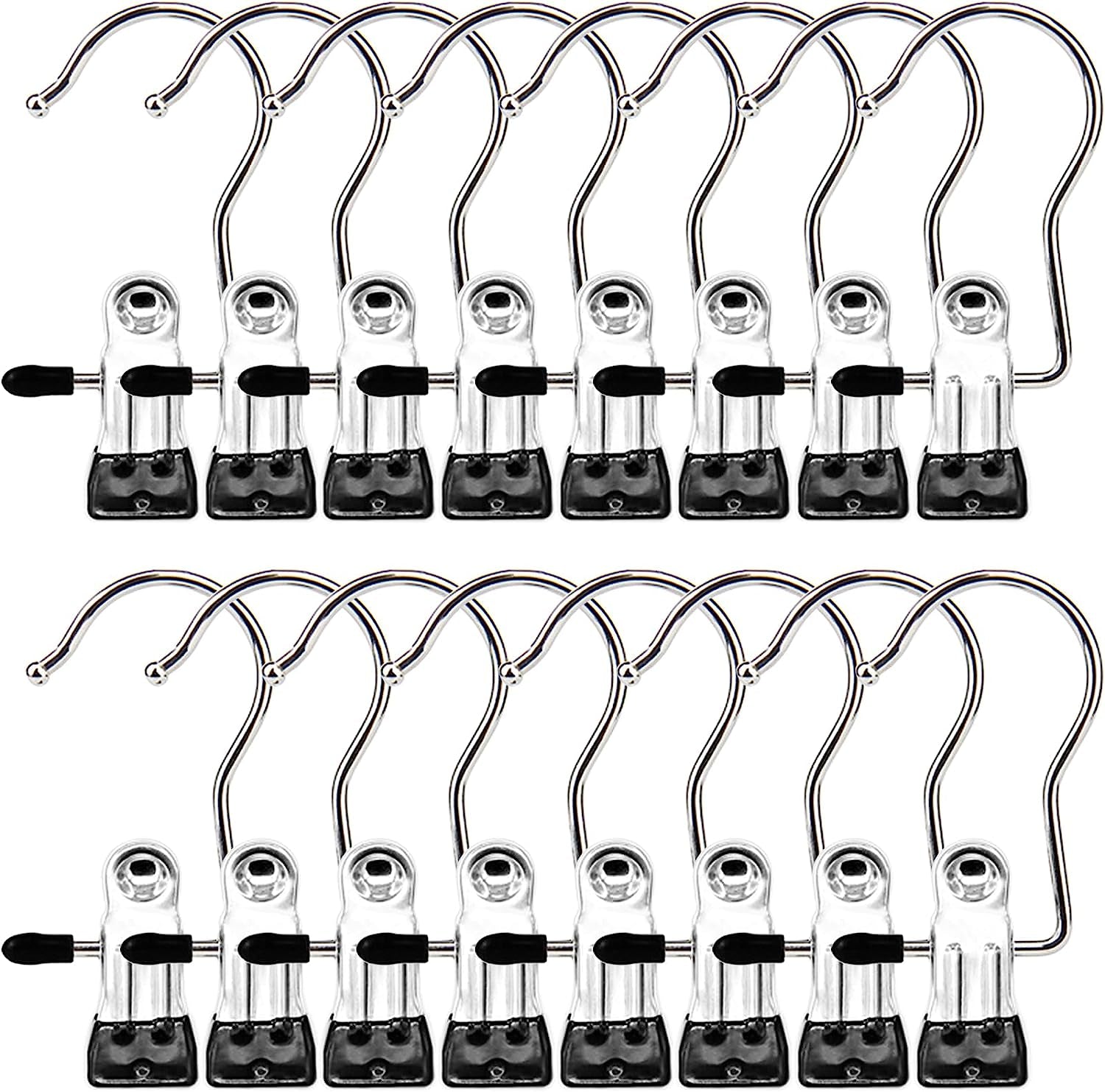 Boot Hangers Clips, 16 Pack Laundry Hooks Hanging Clips Clothes Pins Closet Hanger Organizer Clamps Socks Towel Clips Heavy Duty Clothespins Bulk Hanger Clips for Closet Travel Pants Socks Handbags