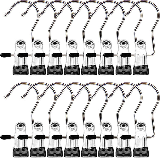 Boot Hangers Clips, 16 Pack Laundry Hooks Hanging Clips Clothes Pins Closet Hanger Organizer Clamps Socks Towel Clips Heavy Duty Clothespins Bulk Hanger Clips for Closet Travel Pants Socks Handbags