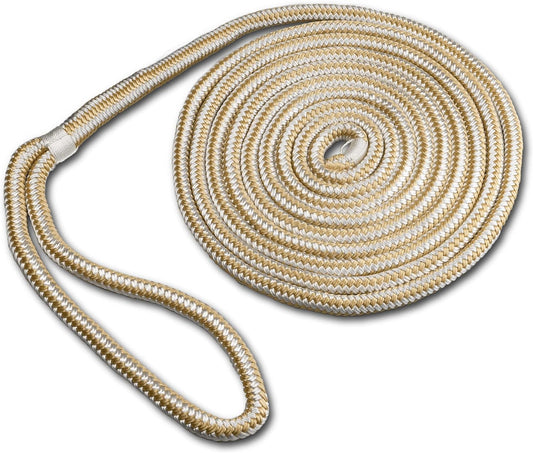 - Double Braided Nylon Dock Line - Boat Rope - Marine and Pontoon Accessories - Braided, Reinforced Boat Ropes and Ties for Docking - Stretch Resistant with 12” Spliced Loop for Mooring